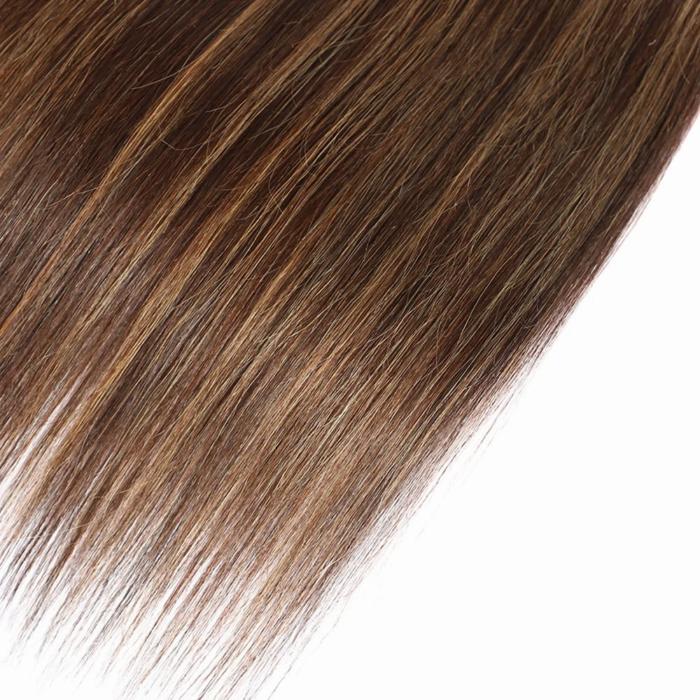 P4/27 Bundles Blonde Straight Human Hair Bundles Ombre Highlight Straight Bundles Human Hair Unprocessed Virgin Hair 1 Bundle 8 Inch Two Tone Brown and Honey Blonde Bundles Hair Weave