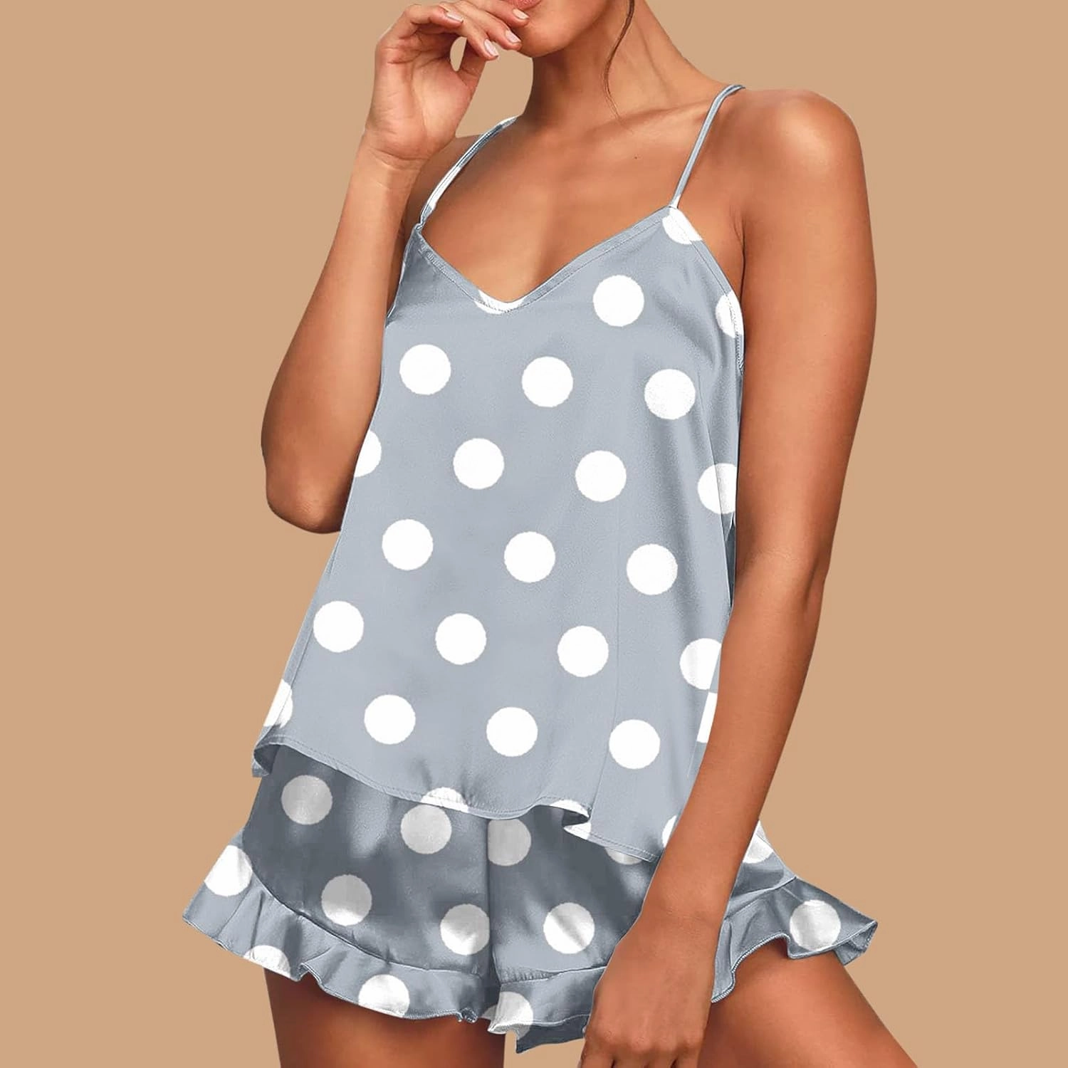 Pajamas for Women Set Sexy Silk Floral Halter Top Shorts 2 Piece Matching Sets Clothing Casual Cute y2k Lounge Set