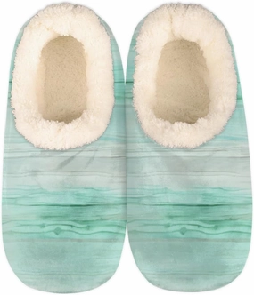 Pardick Fuzzy House Slippers for Women Men, Green Stripes Texture Anti-Slip Fleece Lined Shoes, Home Bedroom Indoor Slippers with Plush Lining, Gradient Warm Slippers