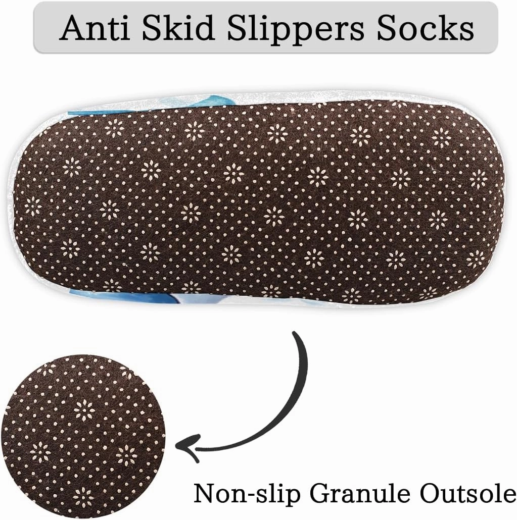 Pardick Fuzzy House Slippers for Women Men, Whale Anti-Slip Fleece Lined Shoes, Home Bedroom Indoor Slippers with Plush Lining, Ocean Whale Warm Slippers