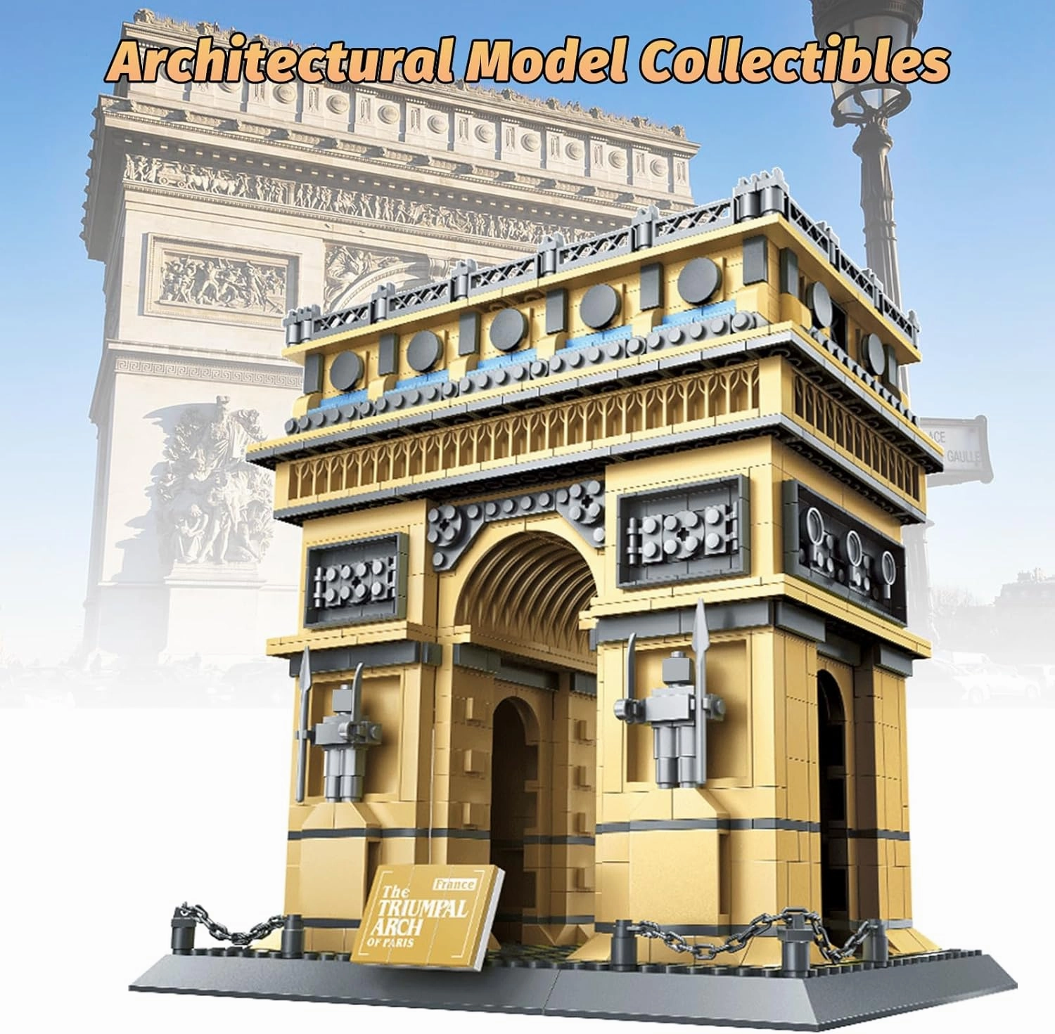 Paris Arc De Triomphe Building Blocks Set, Regular Size Brick World History Architectural Model Educational Toy, Landmark Construction Collection for Kids and Adults, Birthday Gift, 1399 PCS
