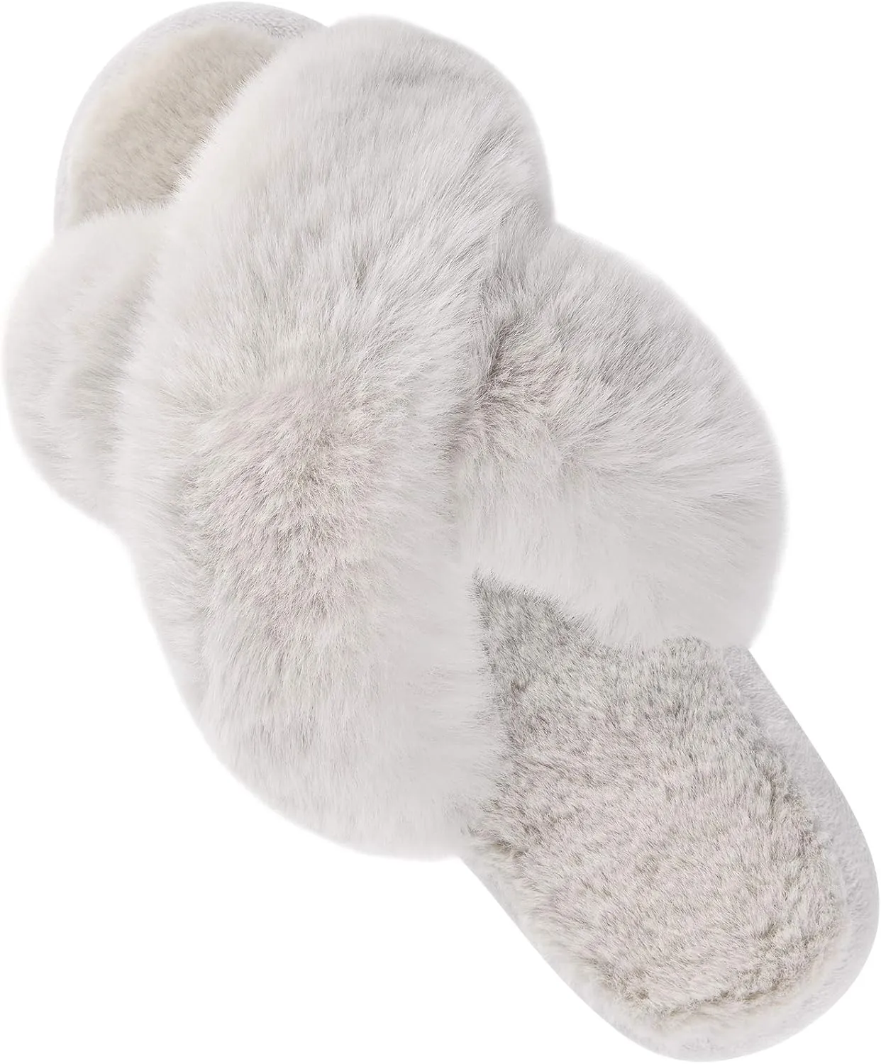 Parlovable Women's Fuzzy Slippers Comfy Cross Band House Shoes Memory Foam Open Toe Indoor Gifts for Ladies
