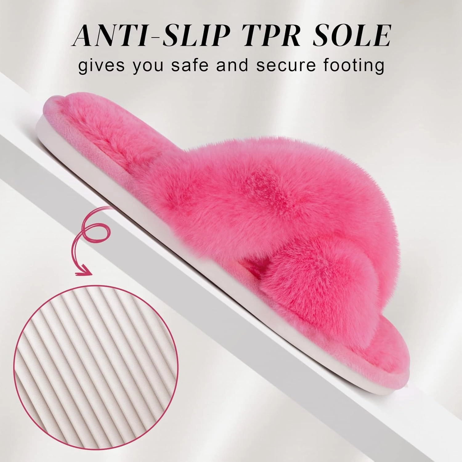 Parlovable Women's Fuzzy Slippers Comfy Cross Band House Shoes Memory Foam Open Toe Indoor Gifts for Ladies