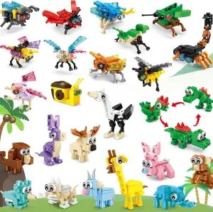 Party Favors for Kids Building Set, 24 Packs of 72 Animal Models Building Blocks Toy, Classroom Prizes Goodie Bag Stuffers, Christmas Day Easter Birthday Gift for Boys Girls Ages 6-12 