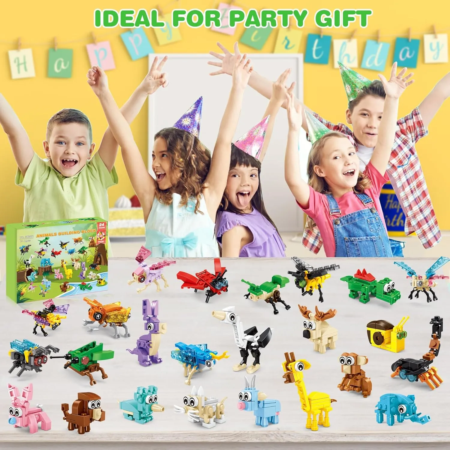 Party Favors for Kids Building Set, 24 Packs of 72 Animal Models Building Blocks Toy, Classroom Prizes Goodie Bag Stuffers, Christmas Day Easter Birthday Gift for Boys Girls Ages 6-12 