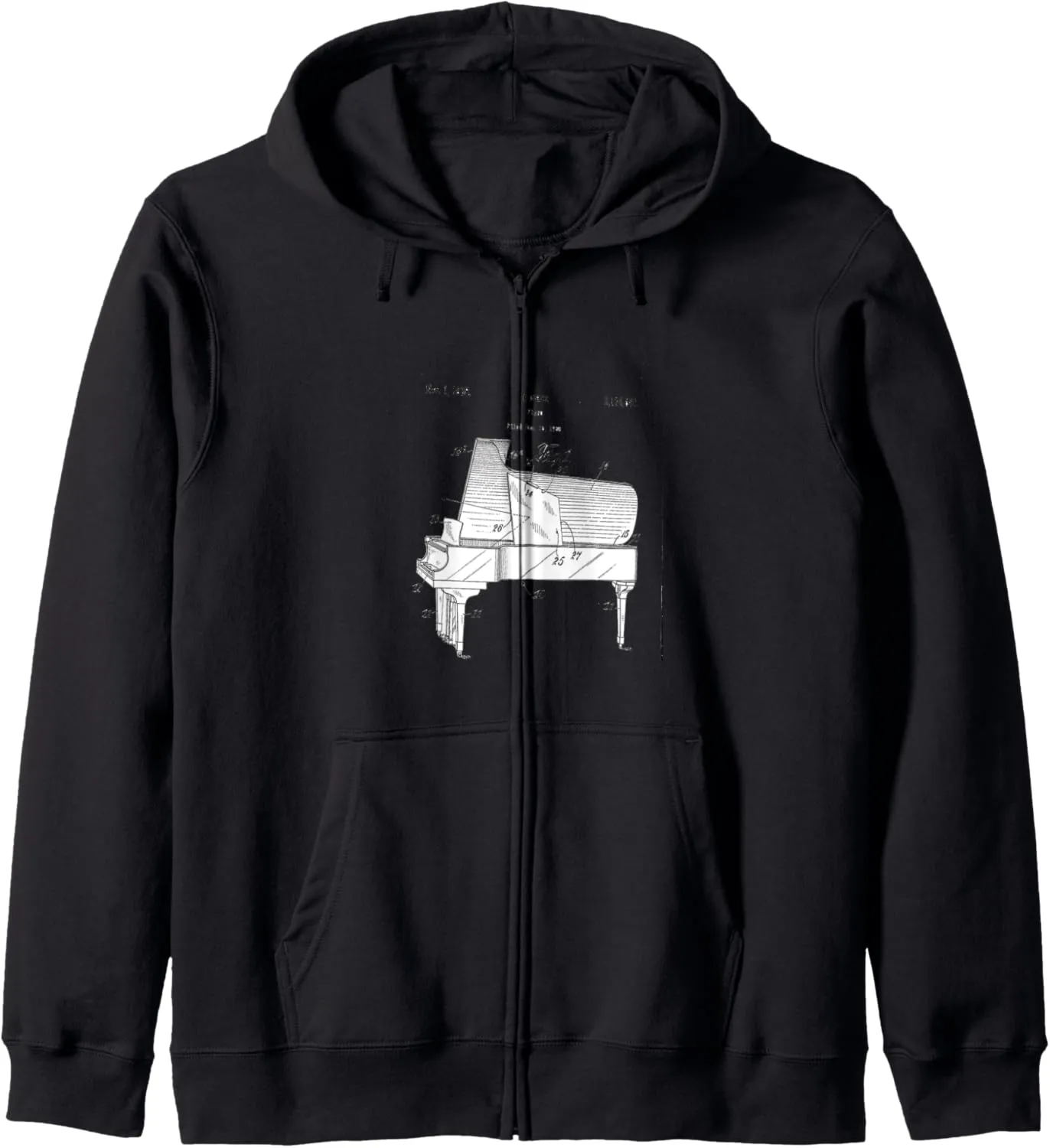 Patented Piano, Jazz Band Art, Music Shirt for musicians Zip Hoodie
