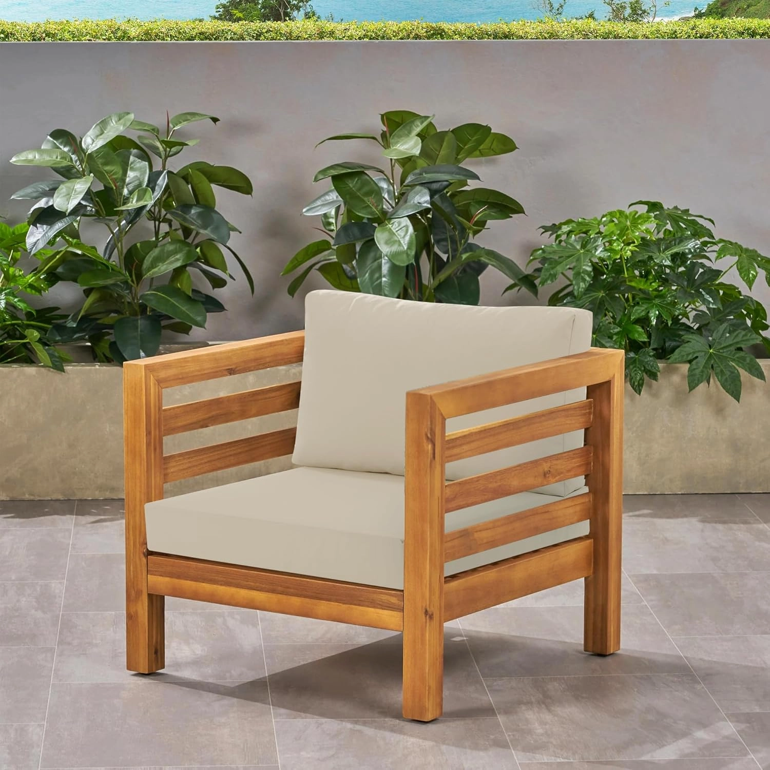 Patio Furniture Cushions Replacement, Outdoor Deep Seat Couch Cushion and Backrest Pillow with Waterproof Removable Cover for Sectional Sofa Set, 25.6 x 25.6 Inch, Cream
