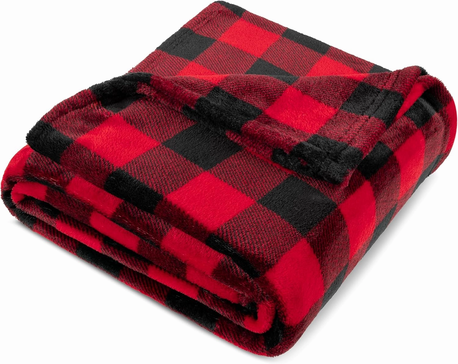 PAVILIA Black and Red Buffalo Plaid Fleece Throw Blanket for Couch, Soft Checkered Flannel Blanket for Sofa, Plaid Christmas Couch Throw Bed, Warm Cozy Decorative Blanket Fall Decor Gift, 50x60