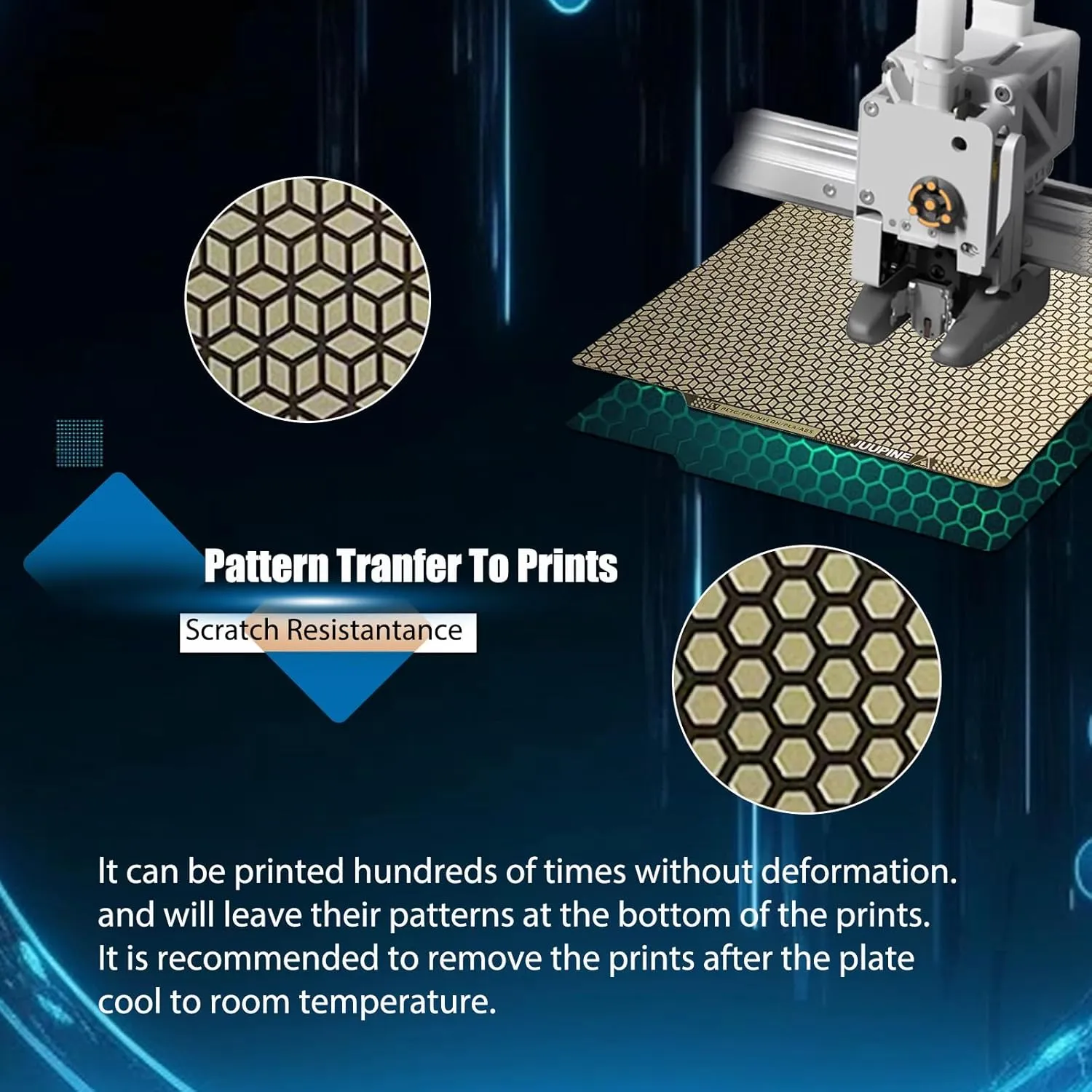 PEI Honeycomb Sheet,Upgraded 0.5mm Etched Bambu Build Plate for Bambu Lab X1C/X1/X1E/P1P/P1S/A1 3D Pritner,Honeycomb Square Flexible Spring Steel Sheet for Bambu Lab 3D Printer 257x257mm.