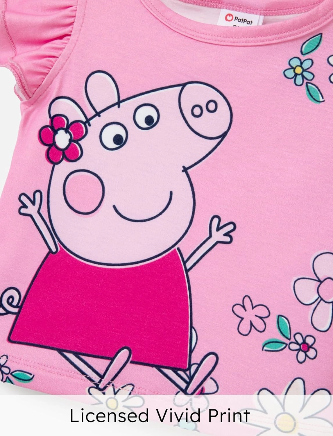 Peppa Pig Toddler Girl 2pcs Outfits Ruffled Top and Floral Print Skirt Set Clothes Set 2-6 Years