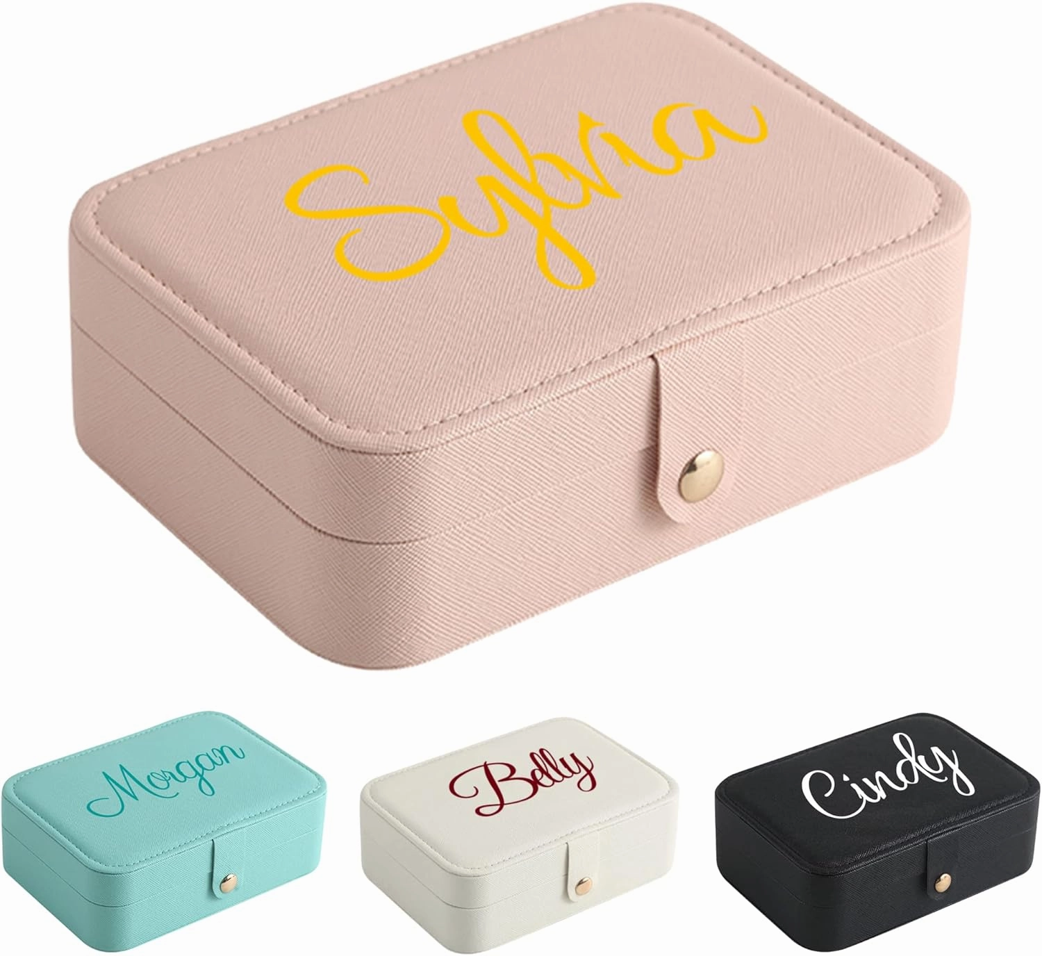 Personalized Leather Jewelry Box with Name Custom Travel Jewelry Case Small Jewelry Organizer Gifts for Women Girl Bridesmaid