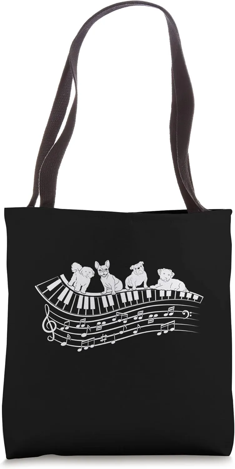 Piano Keyboard Pianist - Dogs With Piano Keyboard Tote Bag