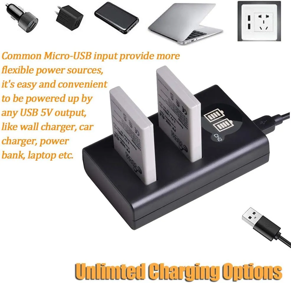 Pickle Power EN-EL5 Batteries, 2 Pack 1400mAh EL5 Battery and Smart LED Dual USB Charger for Nikon CoolPix 3700,4200,5200,5900,7900,P100,P500,P510,P520,P530,P5000,P5100,P6000 Cameras