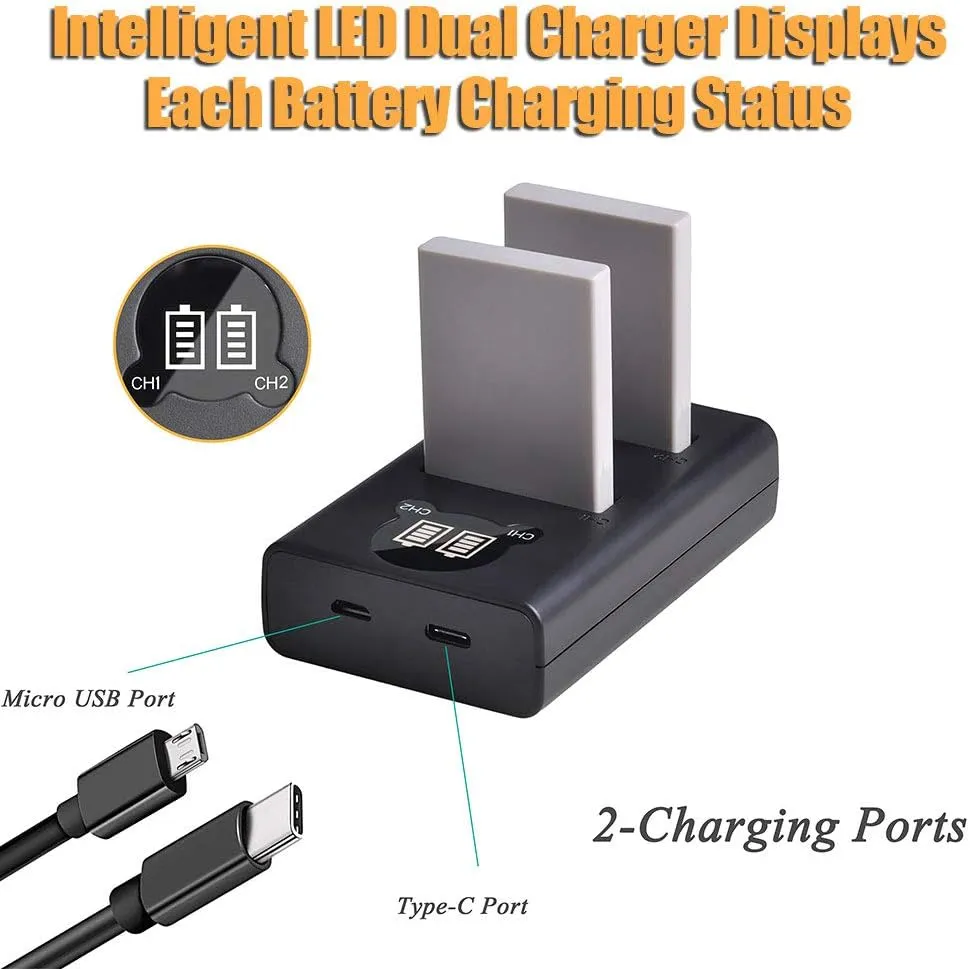Pickle Power EN-EL5 Batteries, 2 Pack 1400mAh EL5 Battery and Smart LED Dual USB Charger for Nikon CoolPix 3700,4200,5200,5900,7900,P100,P500,P510,P520,P530,P5000,P5100,P6000 Cameras