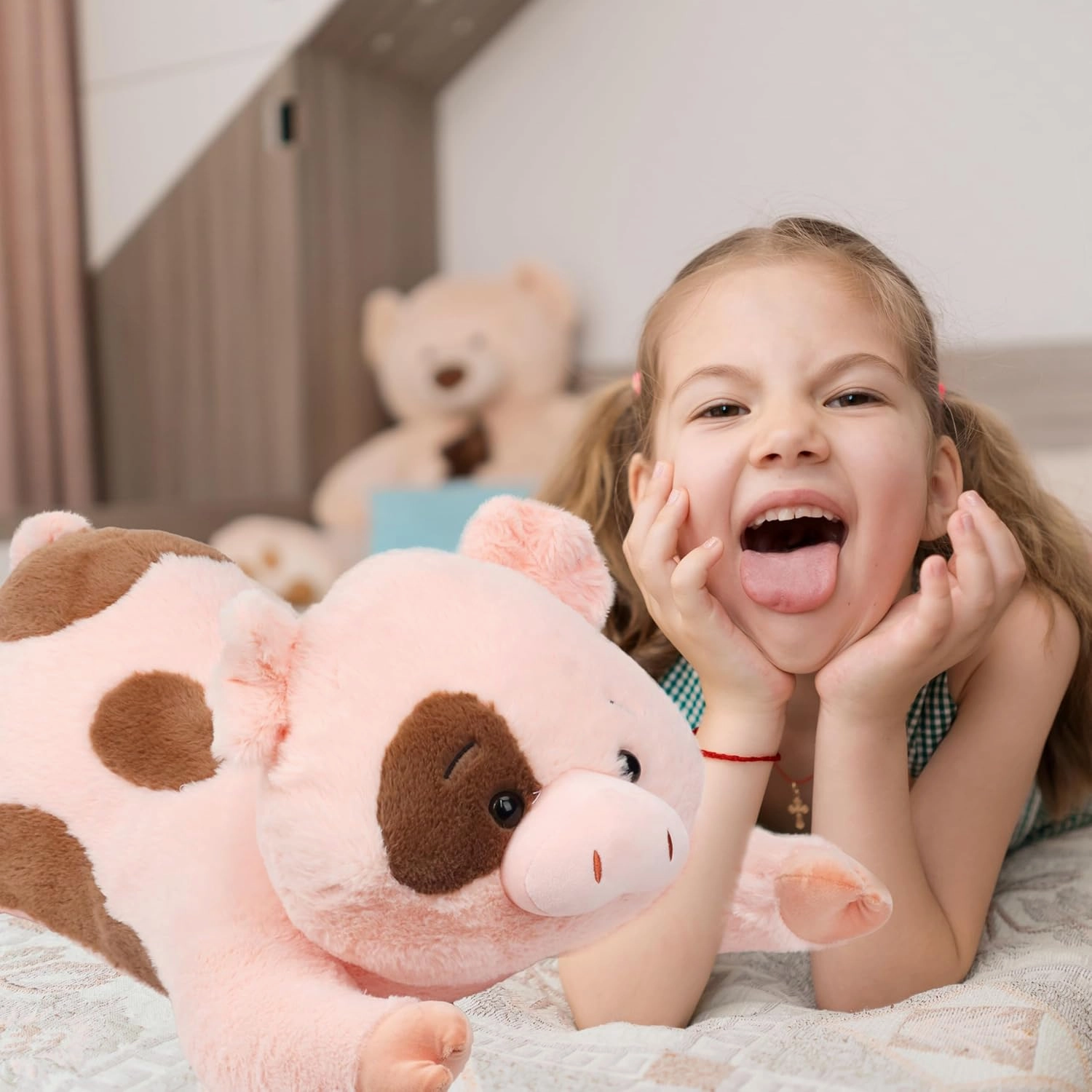 Pig Stuffed Animal, Giant 31.5" Stuffed Piggy, Large Soft Plush Pig Toy Birthday Holiday Party Gifts for Kids Girls Boys