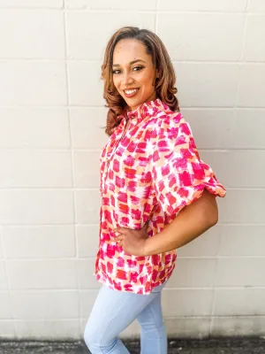 Pink Print Top