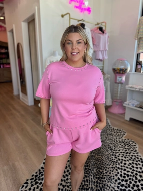 Pink Mist Rhinestone Top