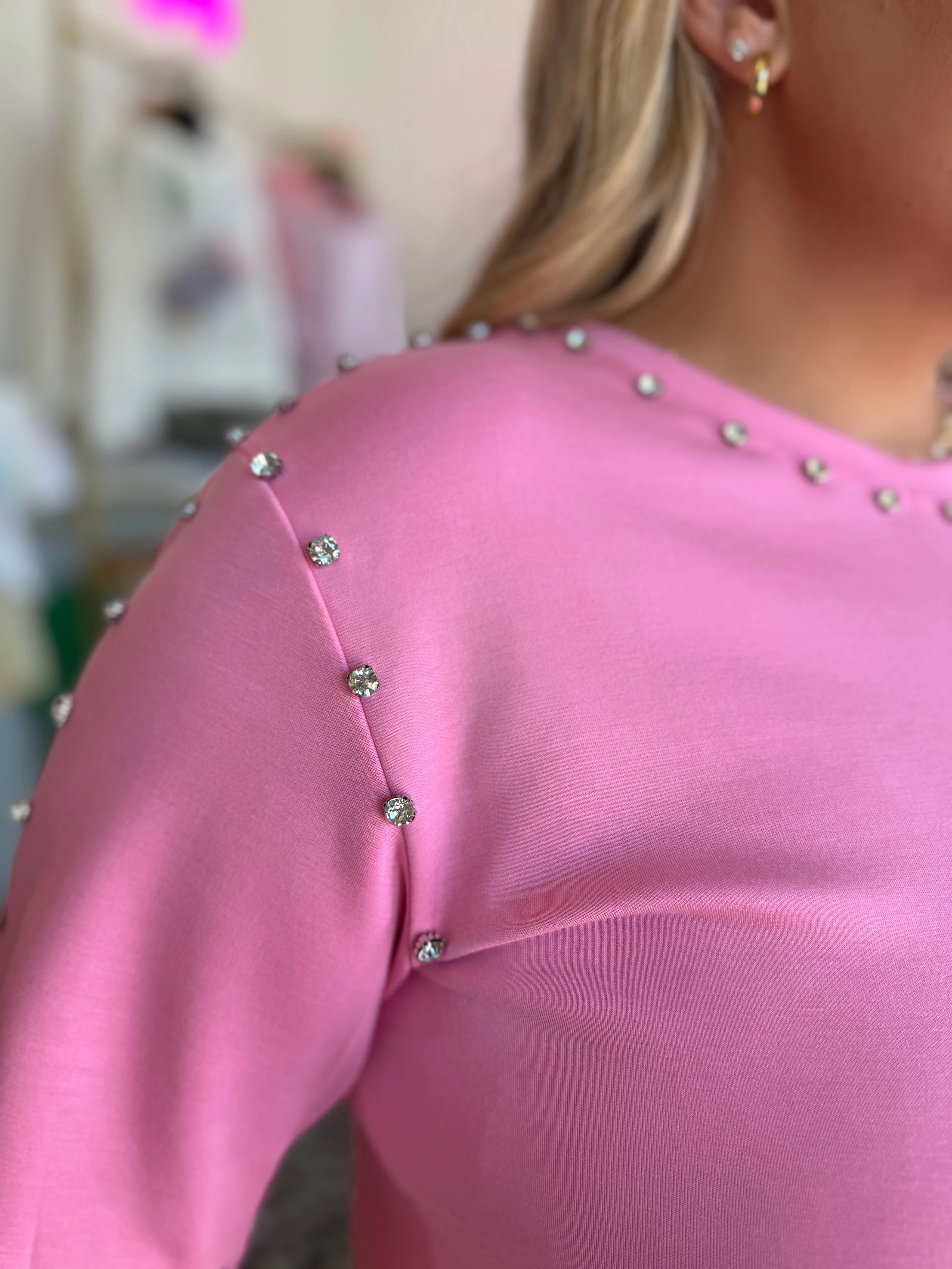 Pink Mist Rhinestone Top