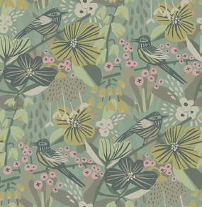 Pip & Lo Sage Jaybird Peel and Stick Wallpaper Green