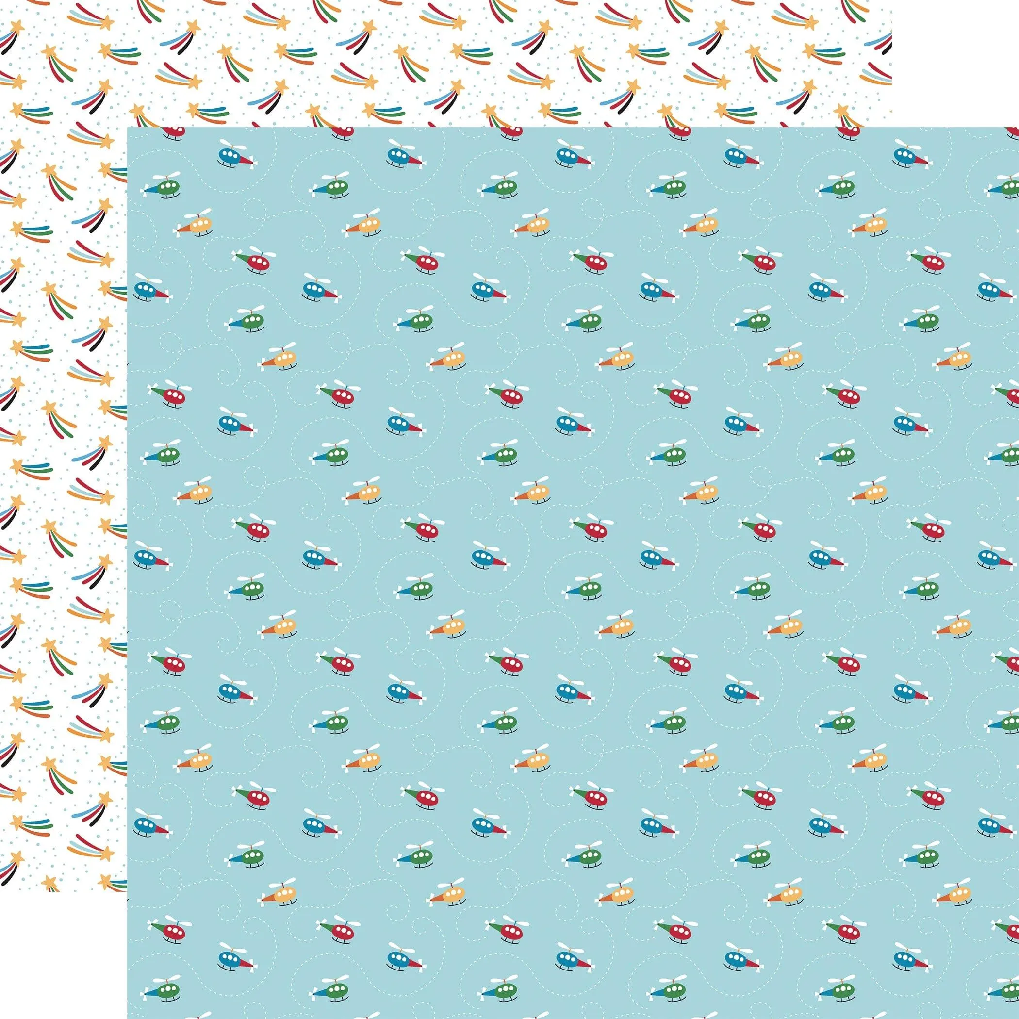Play All Day Boy Collection Helicopter Trails 12 x 12 Double-Sided Scrapbook Paper by Echo Park Paper