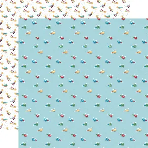 Play All Day Boy Collection Helicopter Trails 12 x 12 Double-Sided Scrapbook Paper by Echo Park Paper