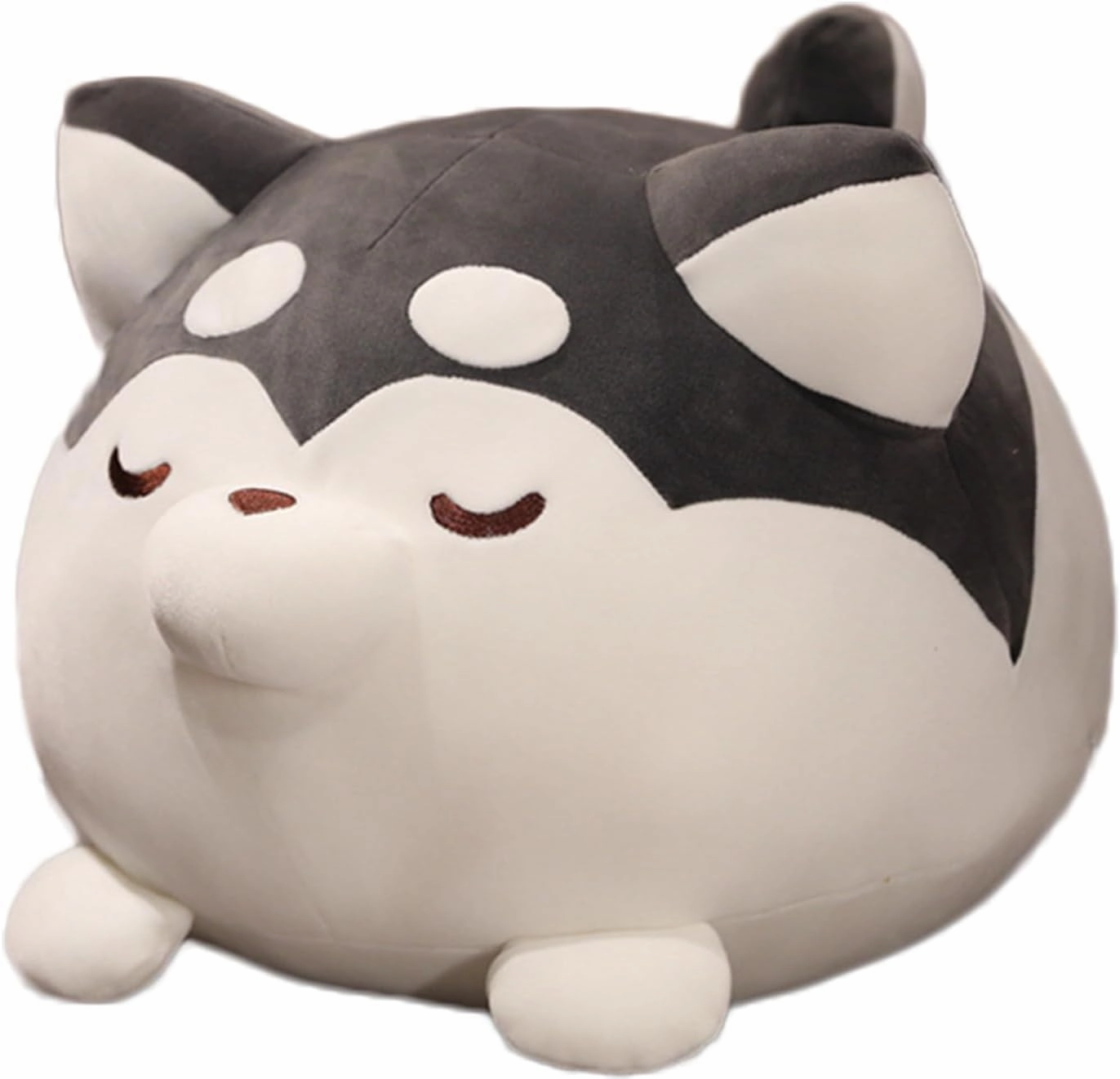 Plush Husky Stuffed Animal Dog Hugging Pillow Cuddly Plushie Toy Huggable Anime Husky Gifts for Kids and Lovers in Birthday, Valentines (Black, 16 Inch)