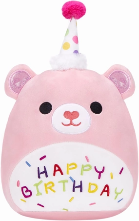 Plush Pink Bear Birthday Stuffed Animal, 10 inches, with Party Hat