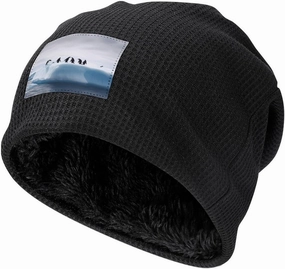 Plush Pullover Cap, Penguins on The Iceberg Print Cozy Winter Hat Stylish Beanie Hat Warm Fleece Lined Beanie