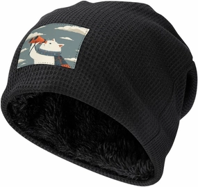 Plush Pullover Cap, Wearing Orange Binoculars Print Cozy Winter Hat Stylish Beanie Hat Warm Fleece Lined Beanie
