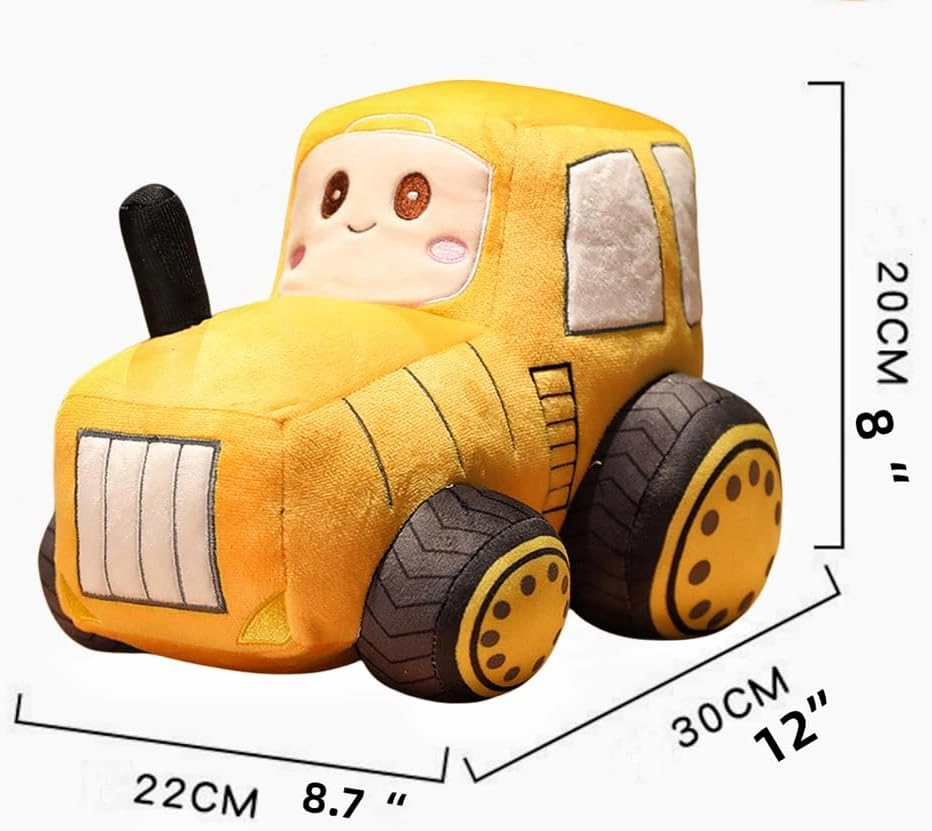 Plush Truck Pillow Toy - Soft, Cute Simulation Car Doll Gifts for Boys, Kids (12Inch/Yellow)