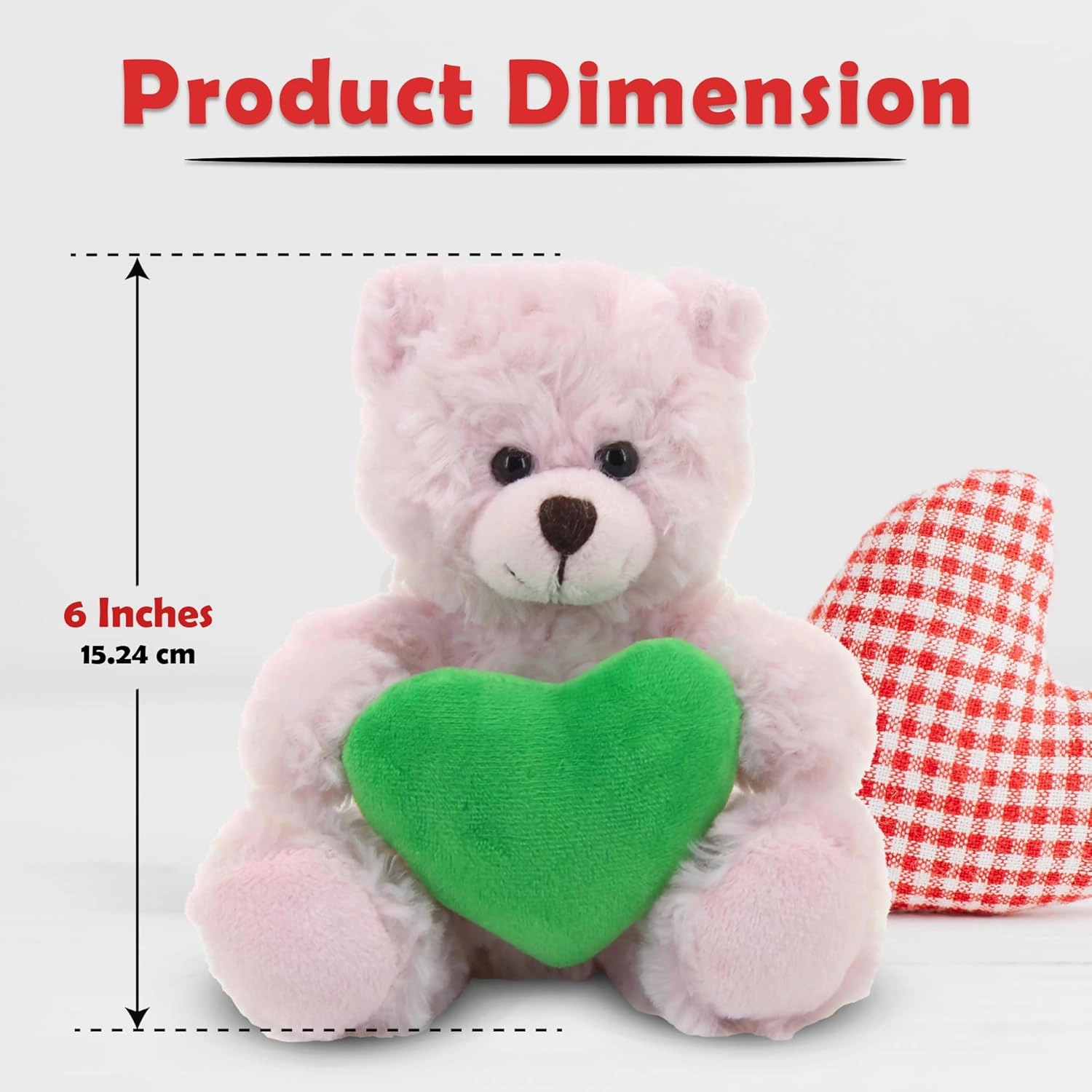 Plushland Pink Teddy Bear with Customized Message on Embroidered Heart, Stuffed Animal Plush Toys- Valentine Personalized Gift for Girls, Boys and Your Loved Ones 9 Inch (Green)