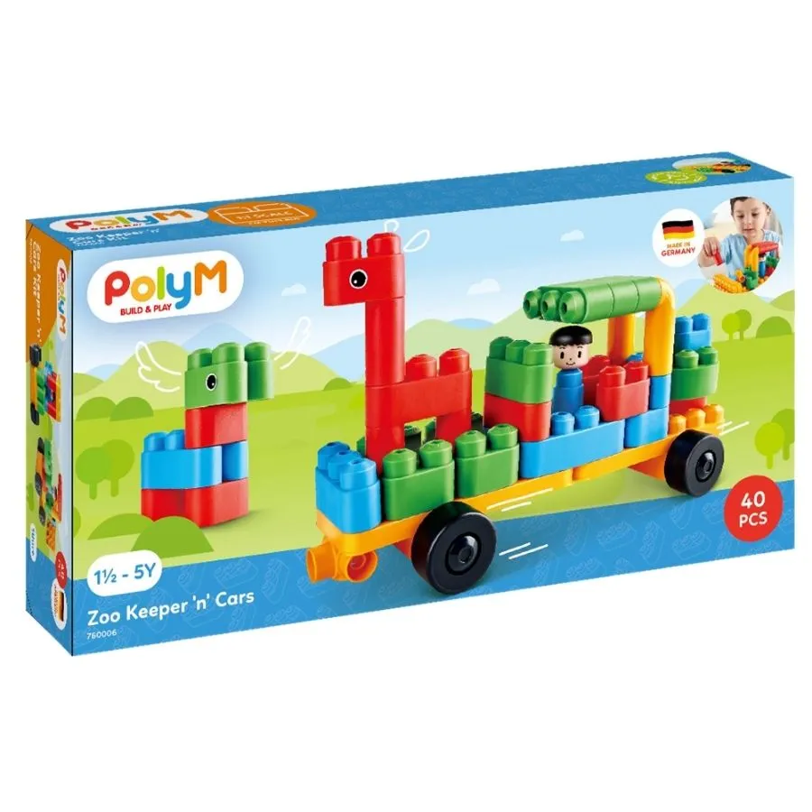 PolyM - Zoo Keeper N Cars Set Building Blocks