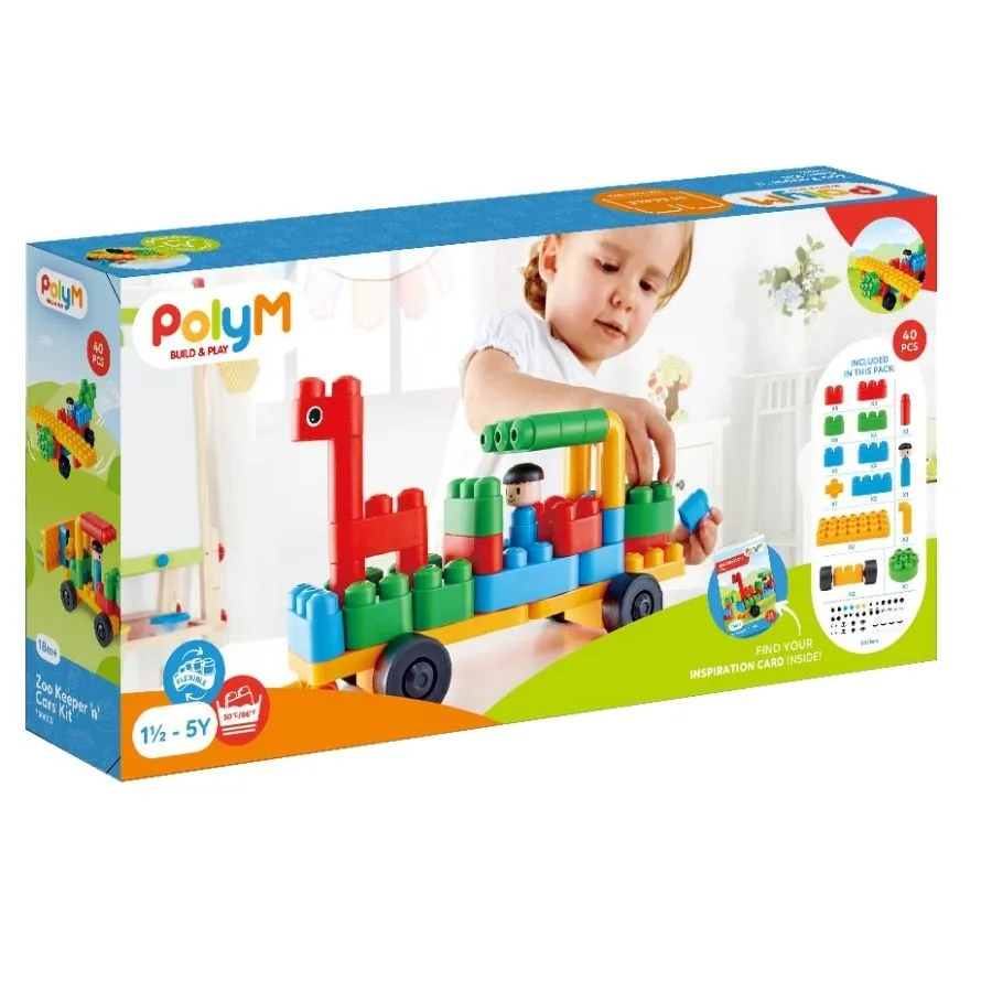 PolyM - Zoo Keeper N Cars Set Building Blocks