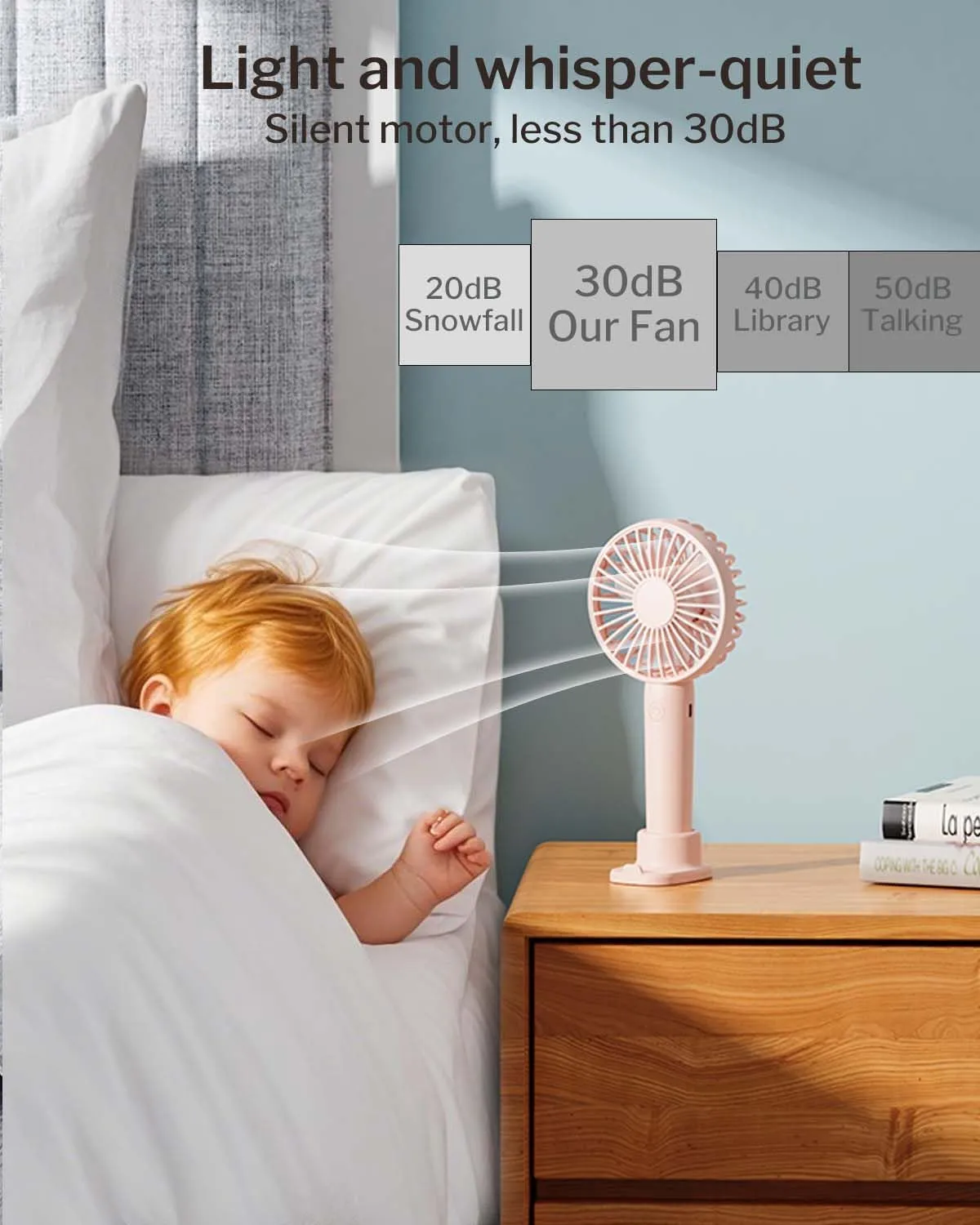 Portable Handheld Fan 2 Pack, USB Rechargeable Mini Fan, Ultra Quiet, 3 Speeds with Phone Holder Base, All Day Battery for Outdoor Indoor (Pink)