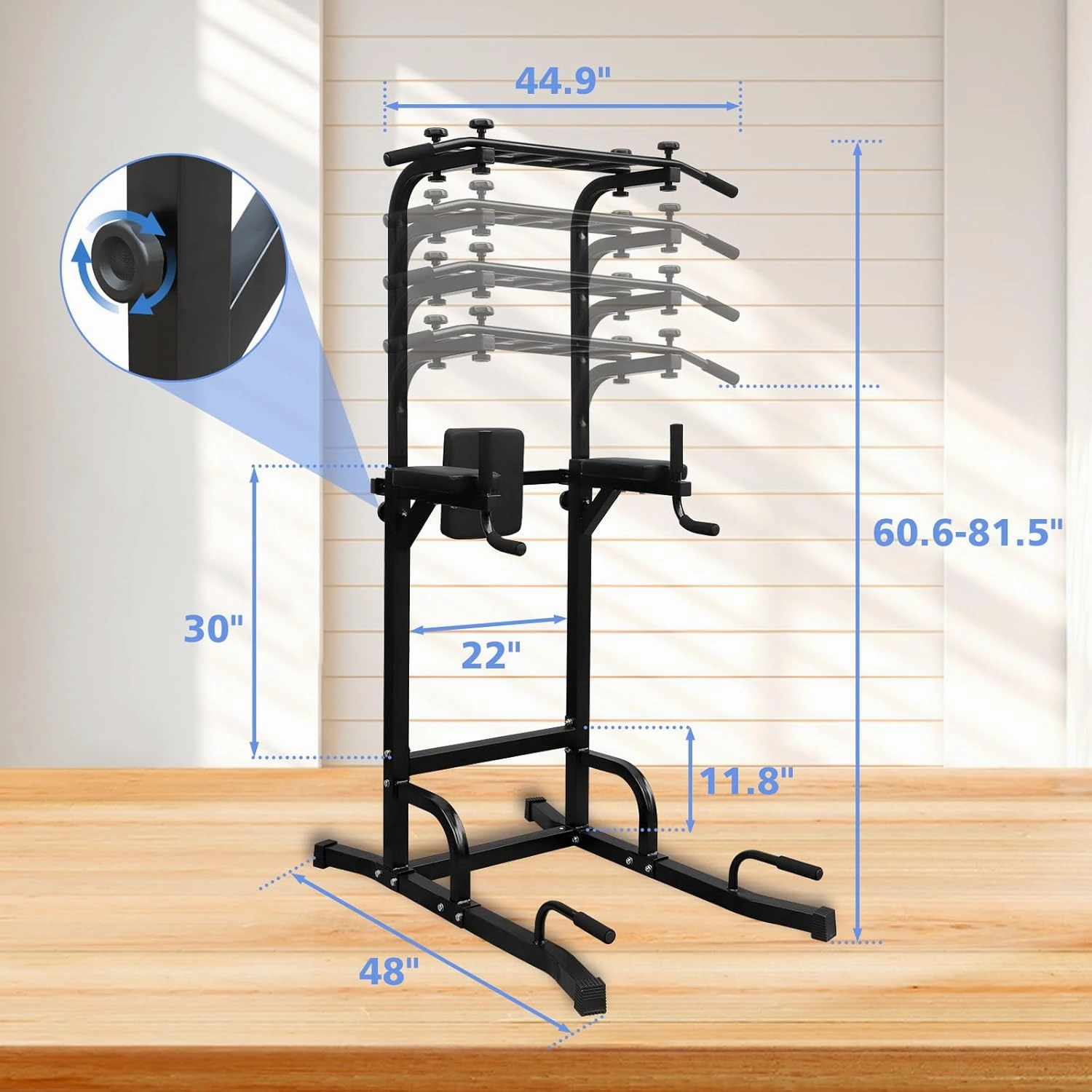 Power Tower, Athfiner Pull Up Bar Station,Height Adjustable Multi-Function Dip Station for Home Gym Strength Training Fitness Workout Equipment