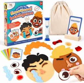 PP OPOUNT Social Emotional Learning Game, Funny Faces with 28 Expressions & 12 Emotion Flashcards, Ages 3 