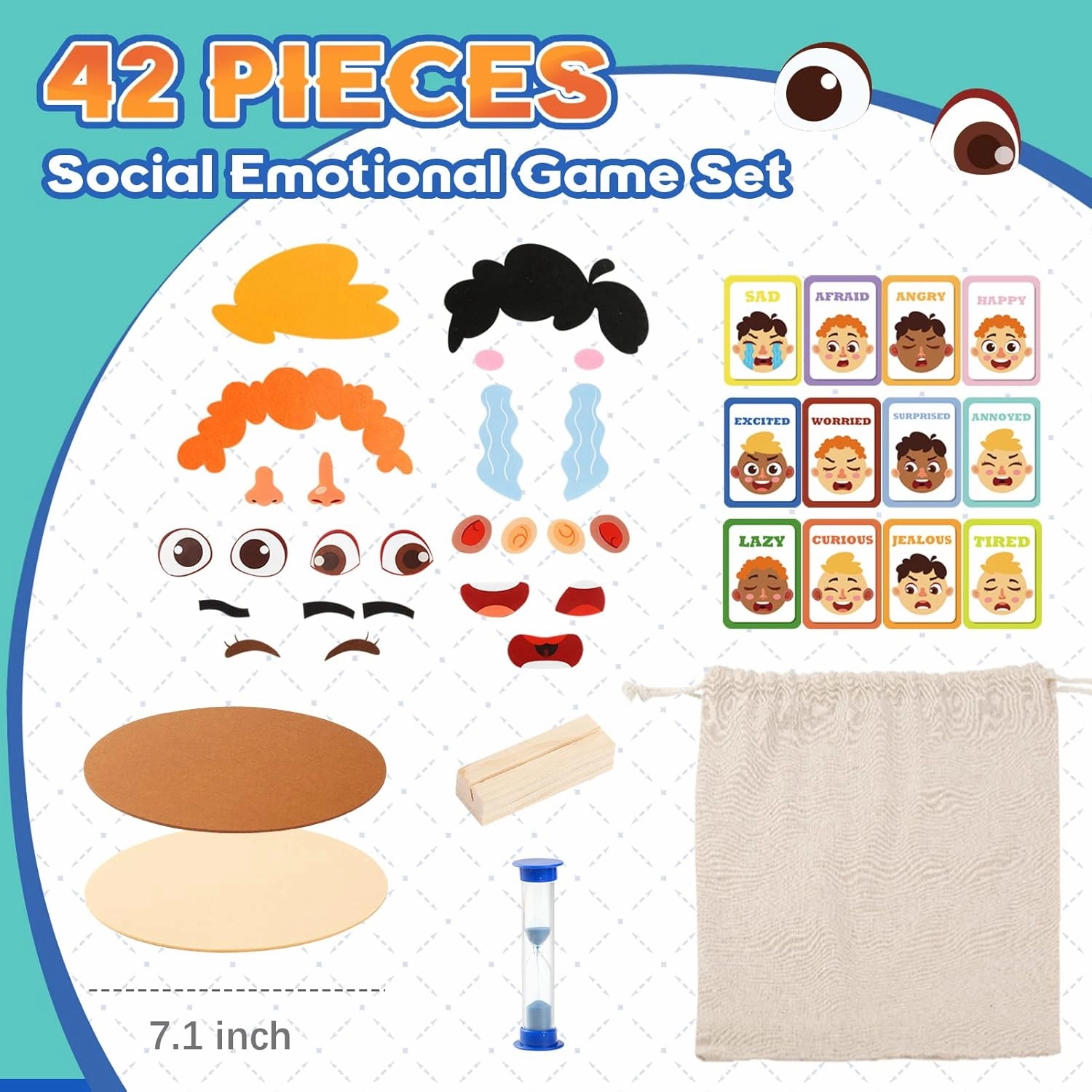 PP OPOUNT Social Emotional Learning Game, Funny Faces with 28 Expressions & 12 Emotion Flashcards, Ages 3 