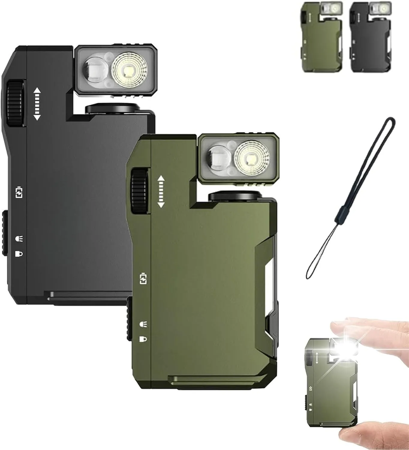 Priormer Flashlight, 2pack G5 Edc Light 400 Lumens, Rechargeable Magnetic Flashlight Dual Light Source, 2025 180° Rotation the Ultimate Waterproof Survival Mini Flashlight for Camping (black green)