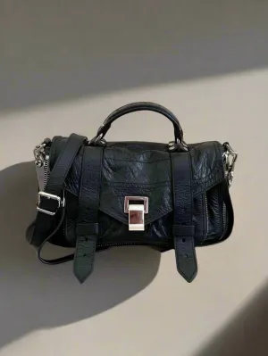 Proenza Schouler PS1 Crossbody Leather Bag in Black & Silver Hardware