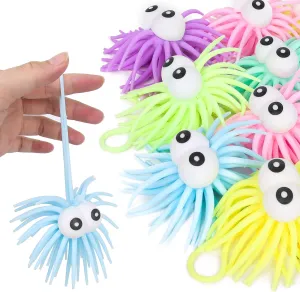 PROLOSO 12 Pcs Stress Relief Sea Urchin Puffer Balls Light Up Spiky Sensory Toy Fidget Balls Glow in the Dark Party Supplies