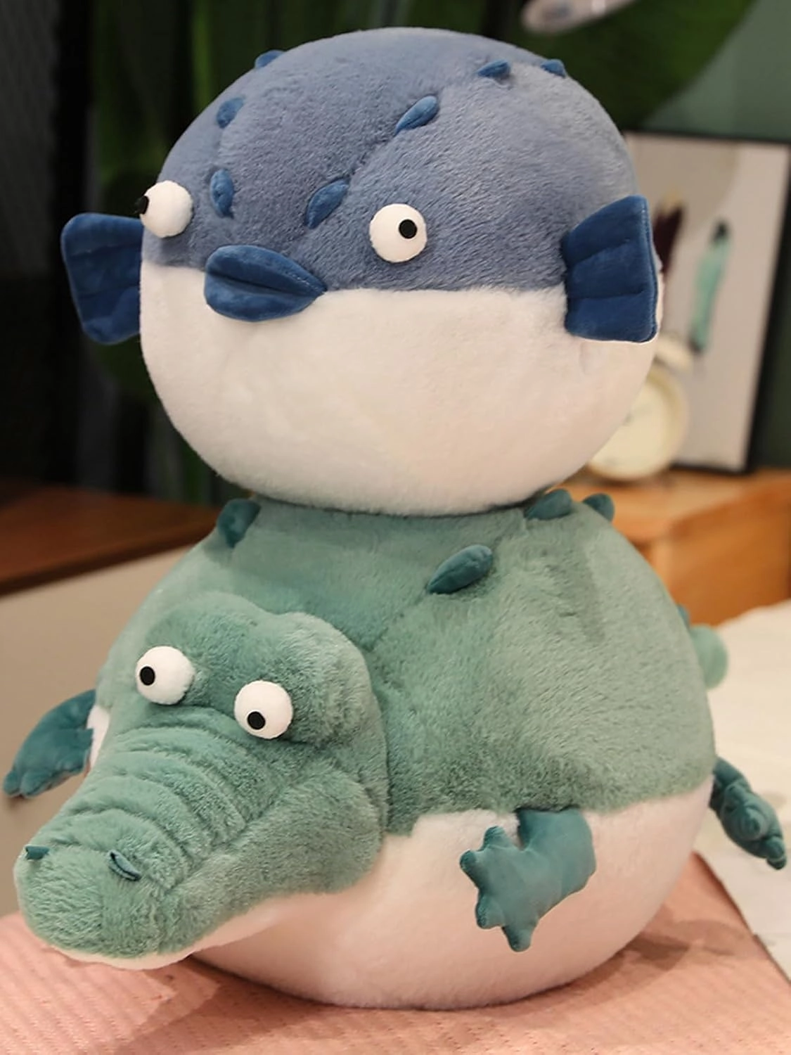 Puffer Fish Stuffed Animals 19.7'' Funny Stuffed Animals Soft Plushies,Chubby Puffer Fish Plush Toy,Unique Fat Pufferfish Stuffed Animals for Girls Kids Boys Birthday