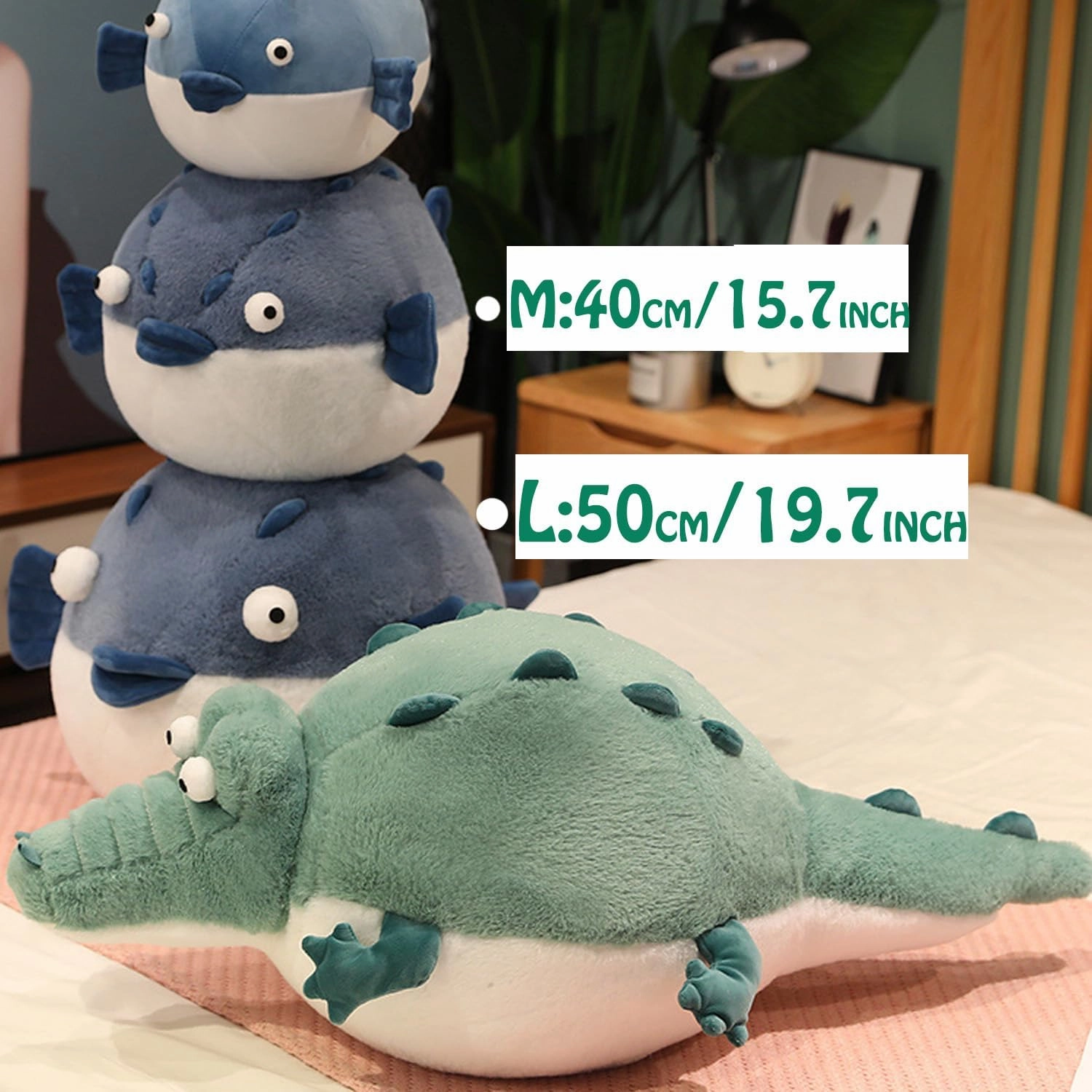 Puffer Fish Stuffed Animals 19.7'' Funny Stuffed Animals Soft Plushies,Chubby Puffer Fish Plush Toy,Unique Fat Pufferfish Stuffed Animals for Girls Kids Boys Birthday