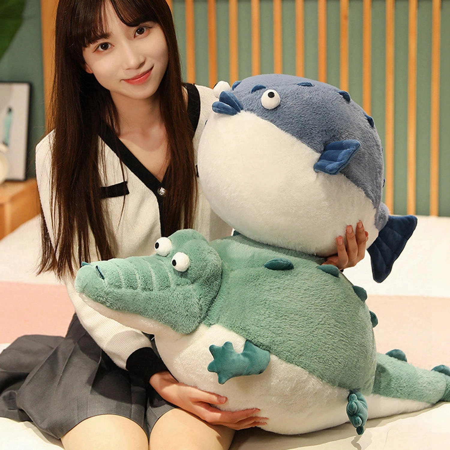 Puffer Fish Stuffed Animals 19.7'' Funny Stuffed Animals Soft Plushies,Chubby Puffer Fish Plush Toy,Unique Fat Pufferfish Stuffed Animals for Girls Kids Boys Birthday