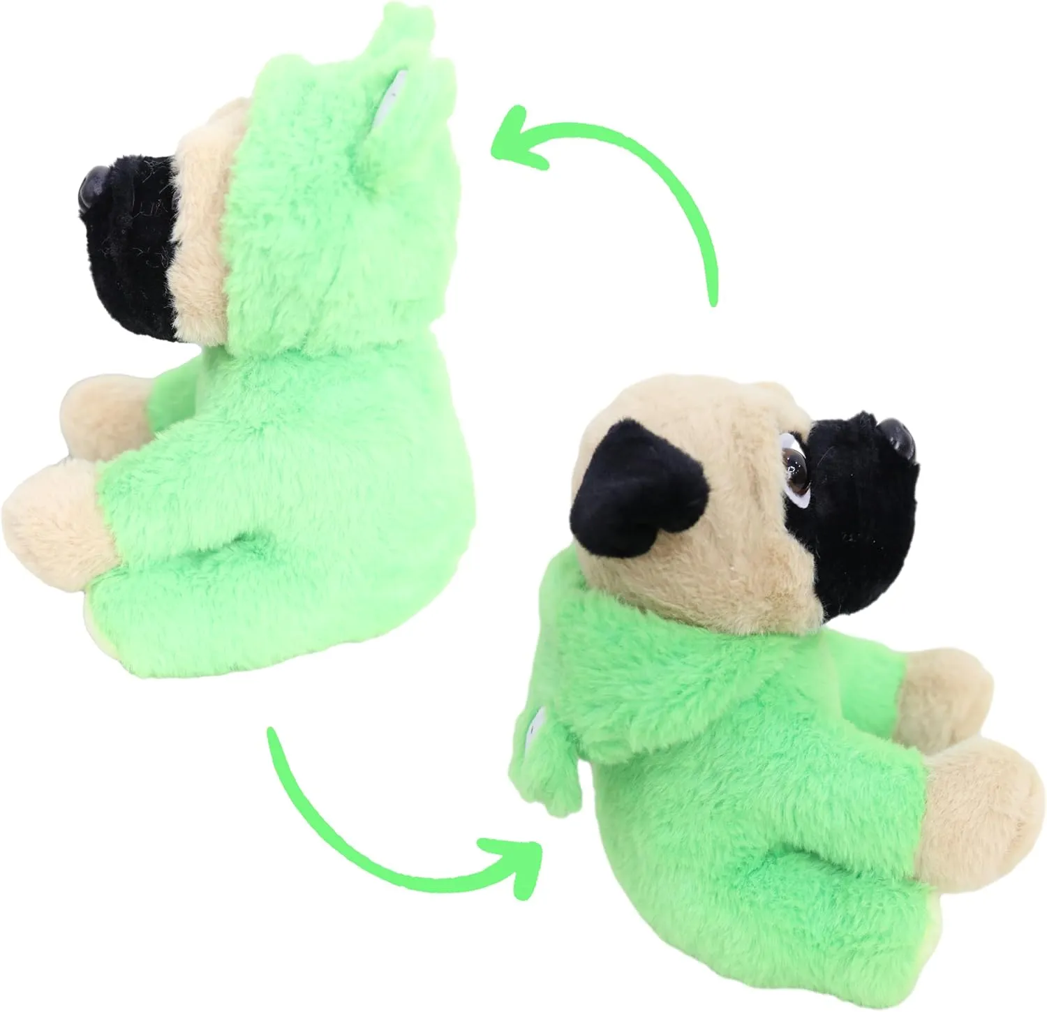 Pug Stuffed Animal Wearing Frog Costume Plushies Puppy Dressed as Green Froggy Funny Plush Toys for Kids Stuffed Dog Animals for Kids and Lover 12 Inch
