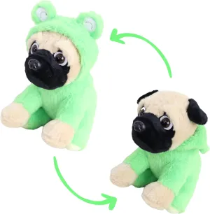 Pug Stuffed Animal Wearing Frog Costume Plushies Puppy Dressed as Green Froggy Funny Plush Toys for Kids Stuffed Dog Animals for Kids and Lover 12 Inch