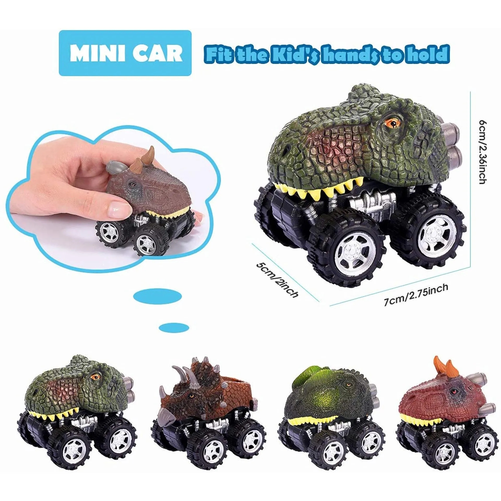 Pull Back Dinosaur Toy Trucks - 6 Pack