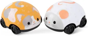 Pull-Backs Cat and Mouse Toy Set. Interactive Pull-Back Cars for Toddlers. Encourage Crawling. No Batteries. Fun, Safe. Ages 6 Months  