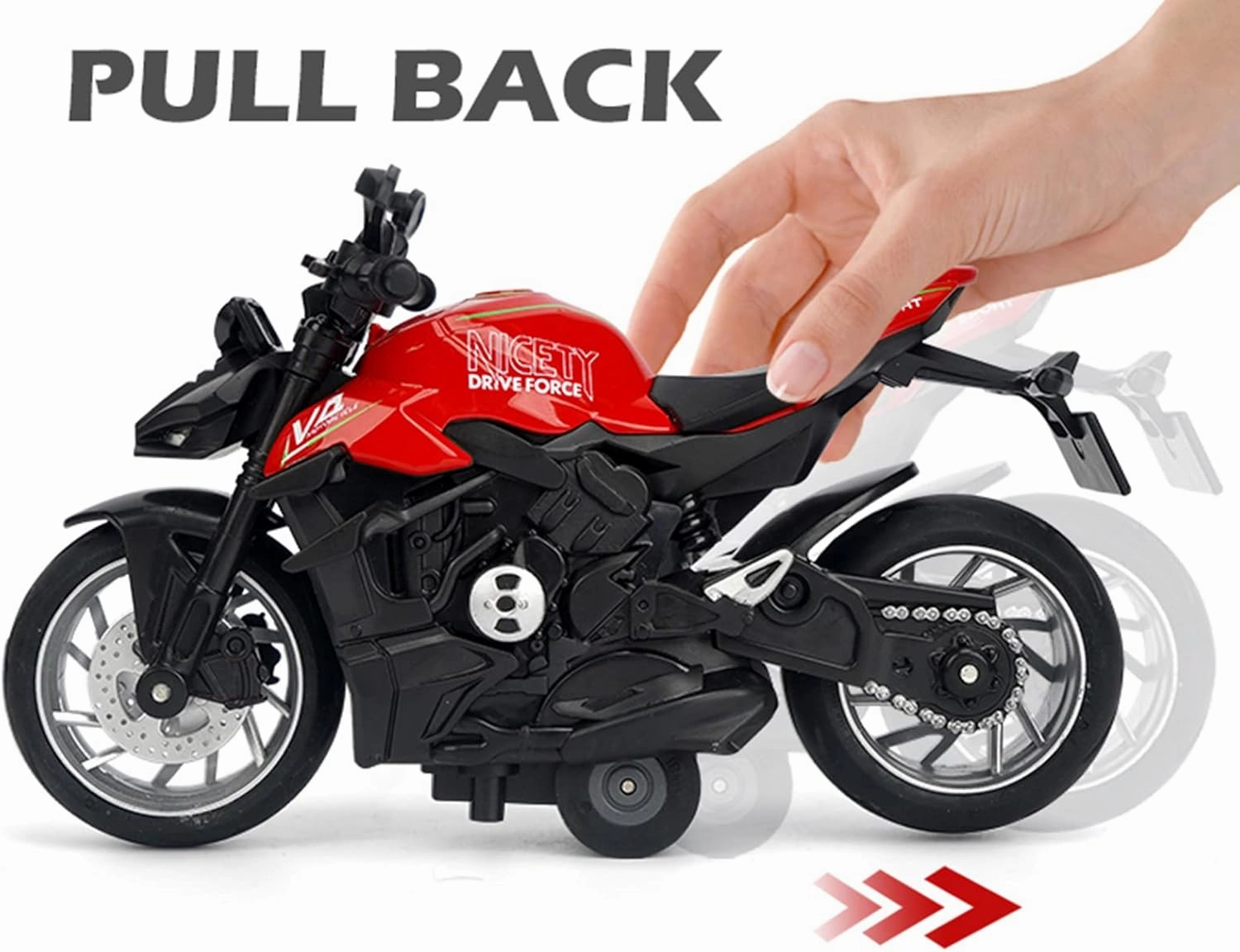 Pull Back Motorcycle Toys, Ducati Gift with Music Lighting, Street Fighter Motorcycles Toy for Boys Kids Age 3-12 Year Old (Blue)