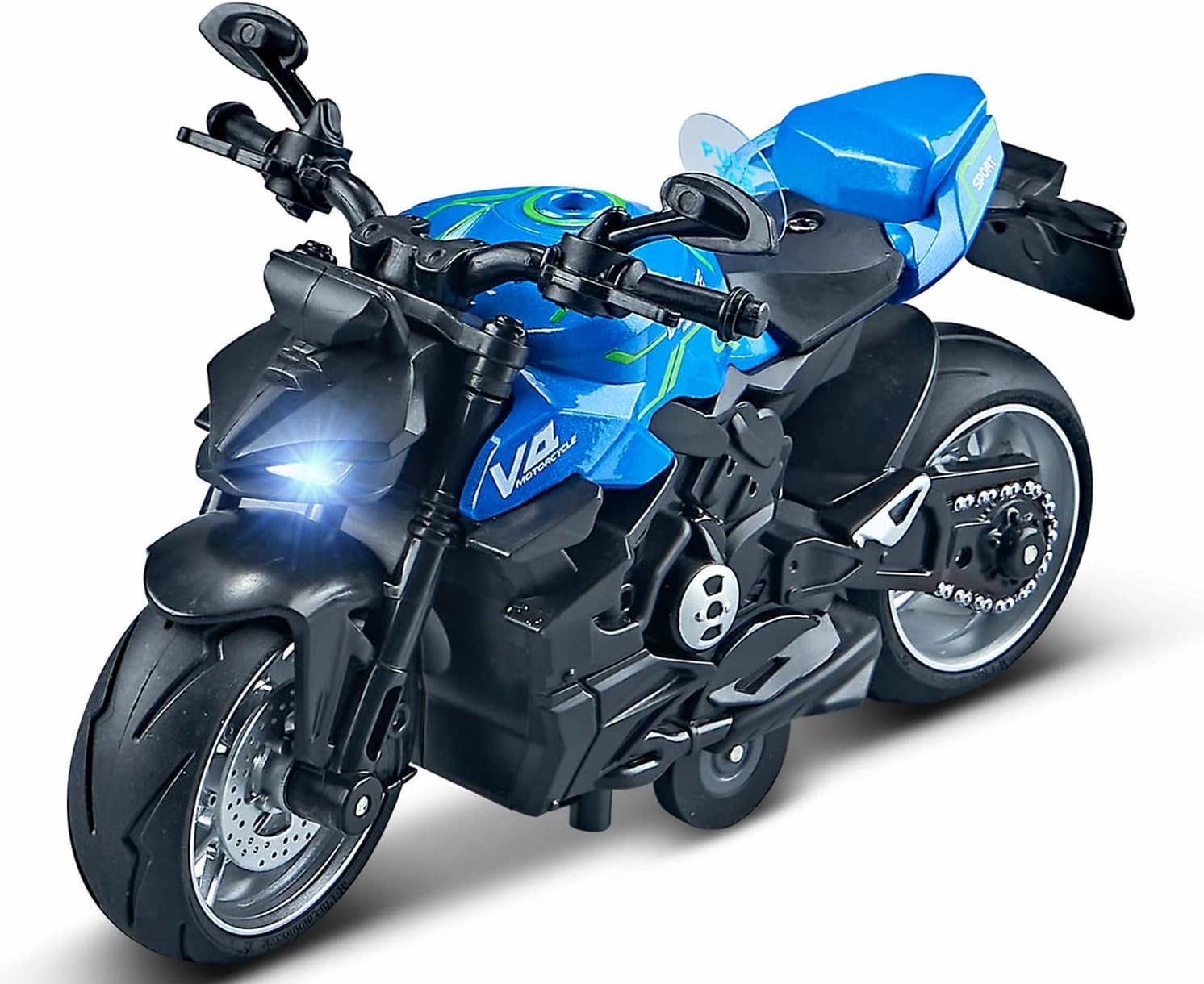 Pull Back Motorcycle Toys, Ducati Gift with Music Lighting, Street Fighter Motorcycles Toy for Boys Kids Age 3-12 Year Old (Blue)