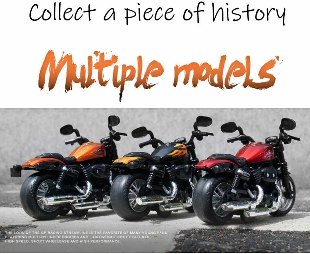Pull Back Motorcycle Toys, Tiny Gift with Music Lighting, Retro Motorcycles Toy for Boys Kids Age 3 4 5 6 7 8 Year Old (Red)